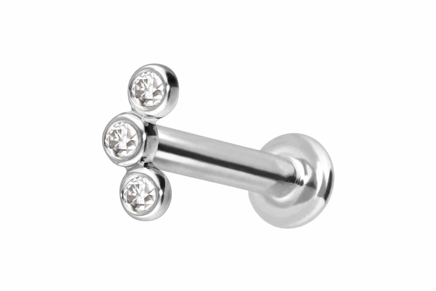 14 Karat Gold Labret Piercing mit Innengewinde MOISSANIT-BOGEN